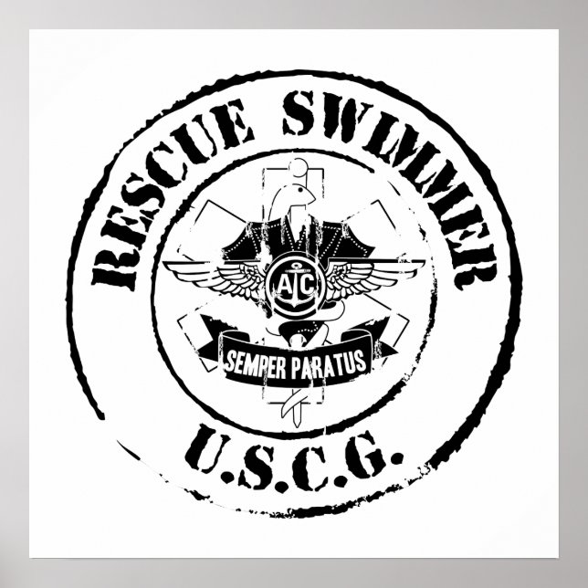 Rädding Swimmer (Grunge) Poster (Framsidan)