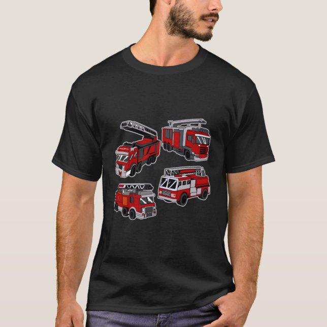 Räddingen Ladder Lastbilar Firefighter  Fire Lastb T Shirt (Framsida)