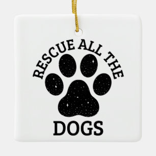 Räddingen Paw Print (Paw) ALLA HUNDAR hund älskare Julgransprydnad Keramik