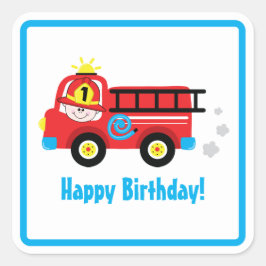 Räddingen Red Fire Lastbil Engine Firefighter Fyrkantigt Klistermärke