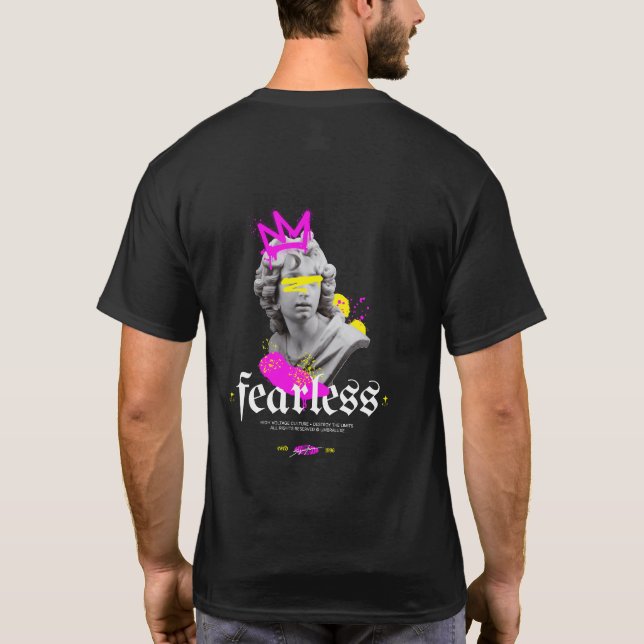 Räddlös gotisk grekisk staty grafisk baktryck t shirt (Baksida)