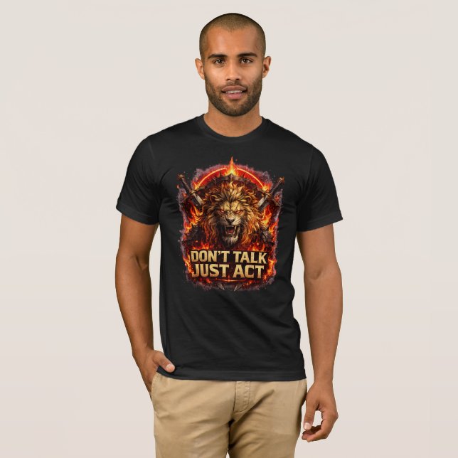 Räddlös Lejon Motivation T-Shirt (Hel framsida)