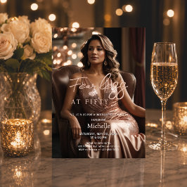 Räddlös vid femtio Rose Gold Foto 50-årsdag Inbjudningar