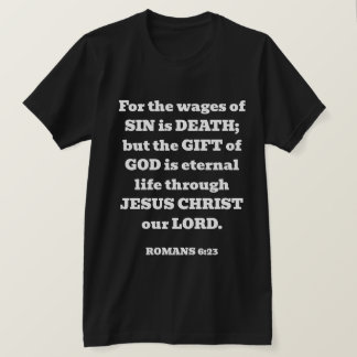 Räddningguds fria gift Romans Bible Verse Black T Shirt