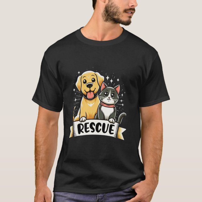 Räddningsdjur Katthundar Adoption T Shirt (Framsida)