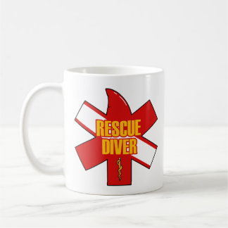 Räddningsdykarens kaffemugg gul font