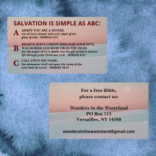 Räddningslära som ABC Christian Gospel Outcome Visitkort