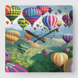 Raddor som luftballonger kvadrerar väggen, tar ti fyrkantig klocka