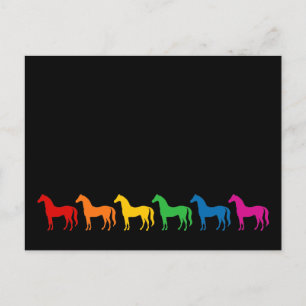 Raden Rainbow Färg Horses Vykort