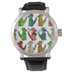 Rader av T-Rex-Vintage, svart bevakning av läderba Armbandsur