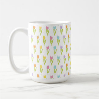 RADER AV VACKRA FÄRGRIKA PÅSKTULPANER KAFFEMUGG