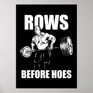 Rader före Hoes - Lustigt Gym Workout Bodybuilding Poster