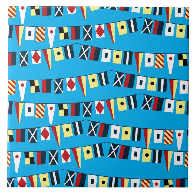 Rader med färgglada nautiska flaggor kakel (Framsidan)