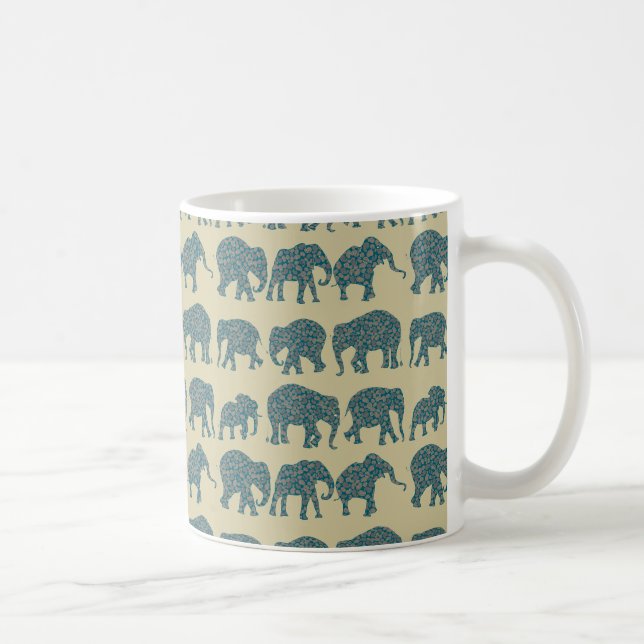 Raderna Paisley Elephants på Beige Coffee Mugg (Höger)
