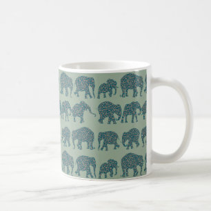 Raderna Paisley Elephants på Sage Grönt Coffee Mug Kaffemugg