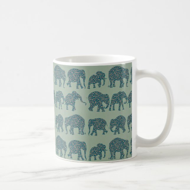 Raderna Paisley Elephants på Sage Grönt Coffee Mug Kaffemugg (Höger)