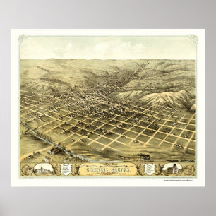 Rådet Bluffs, IA Panoramic Karta - 1868 Poster