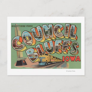 Rådet Bluffs, Iowa - Large Brev Scenes Vykort