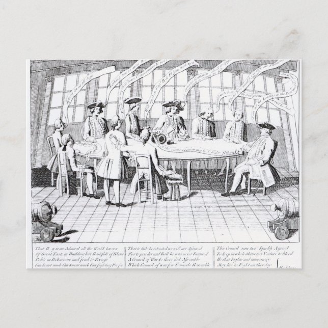Rådet i Krig 1756 Vykort (Framsida)
