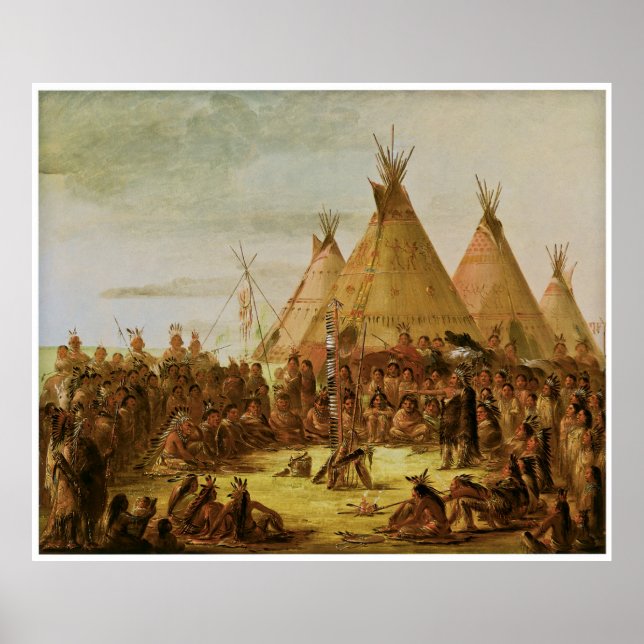 Rådet i Sioux Krig av George Catlin Poster (Framsidan)