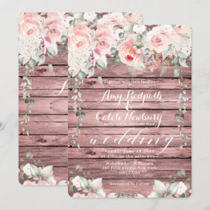  rådet och Blooms Bröllop Ro Wood Rustic Barn Boar Inbjudningar