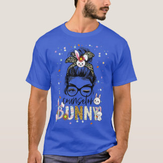 Rådgivare Bunny Leopard Messy Bun School Counselor T Shirt