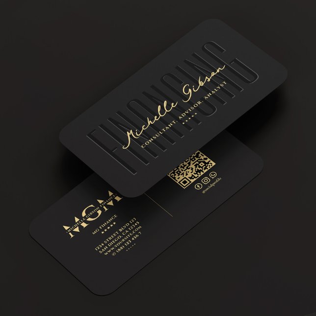 Rådgivare i ekonomianalytikern Modern Black Visitkort (Finance Analyst Consultant Advisor Modern Black Business Card
)