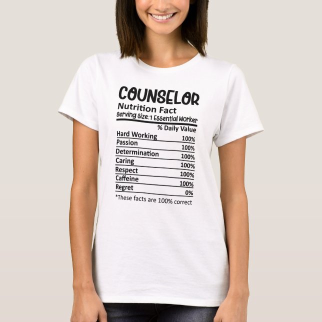 Rådgivare i näringsfrågor Facts School Counseling  T Shirt (Framsida)