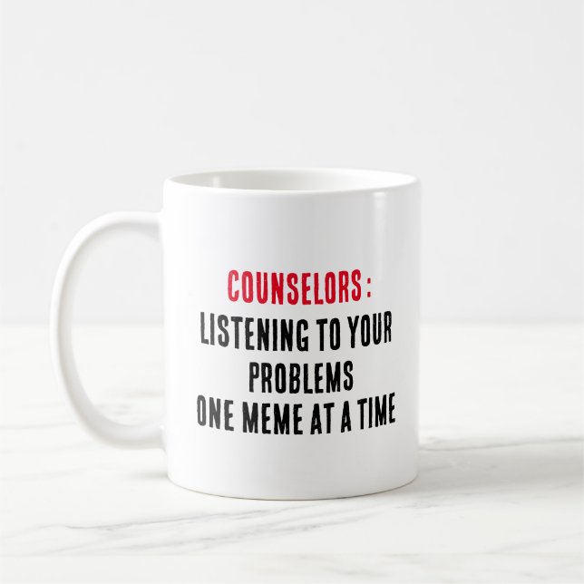 Rådgivare som lyssnar på dina problem, en memorand kaffemugg (Vänster)