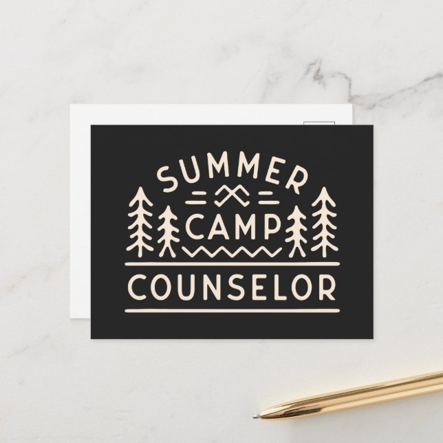 Rådgivare till sommarläger för skogskampanjpersona vykort (Fram/Back In Situ)