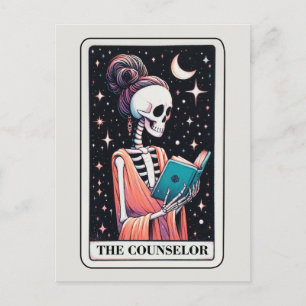 Rådgivaren Tarot-läsning Skelett Bokälskare Vykort