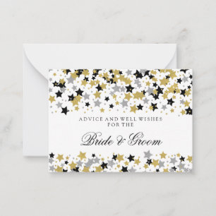 Rådgivningskort Guld Glitter Stars Confetti bröllo Rådkort