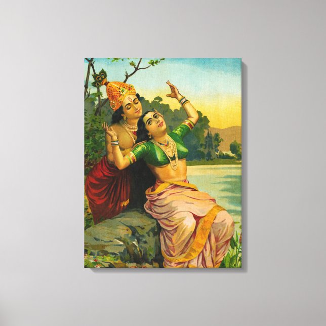 Radha Bilas av Raja Ravi Varma Canvastryck (Framsida)