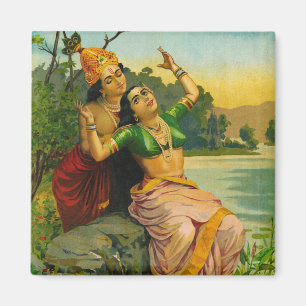 Radha Bilas av Raja Ravi Varma Magnet