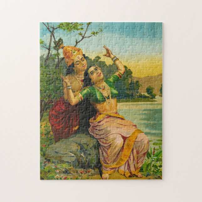 Radha Bilas av Raja Ravi Varma Pussel (Vertikal)