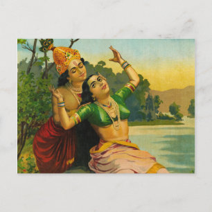 Radha Bilas av Raja Ravi Varma Vykort