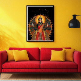 Radha Goddess Kärlek & Compassion Black Guld Poster