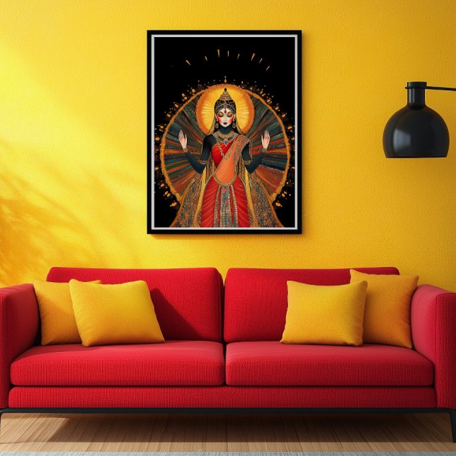 Radha Goddess Kärlek & Compassion Black Guld Poster (Skapare uppladdad)