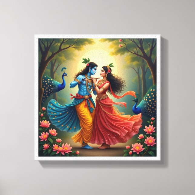 Radha Krishna Andliga Målningar 🌺🎶. Canvastryck (Framsida)