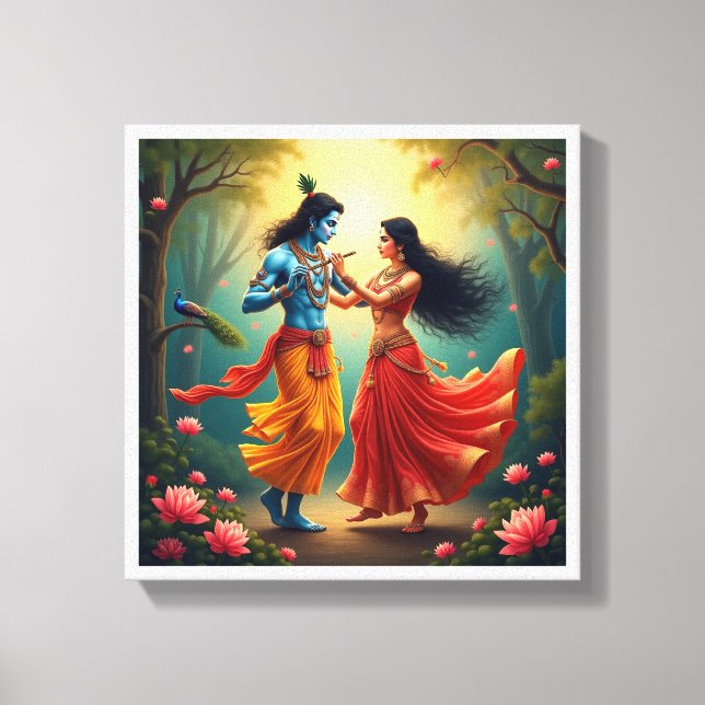 Radha Krishna Andliga Målningar Canvastryck (Framsida)