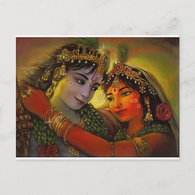 RADHA KRISHNA CLASSIC PAINTING VYKORT (Framsida)