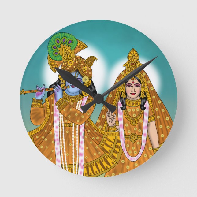 Radha Krishna Clock Rund Klocka (Framsida)