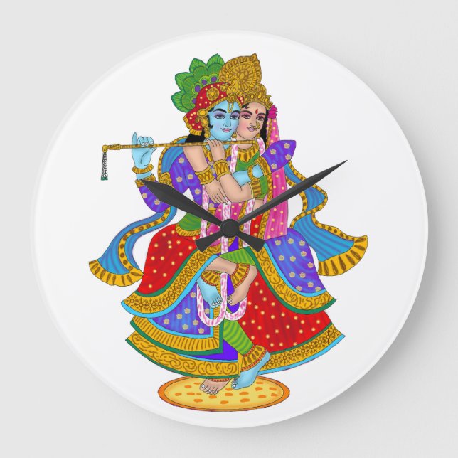 Radha Krishna Clock Stor Klocka (Framsida)