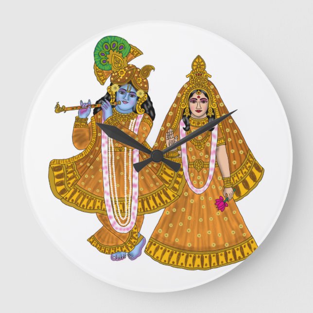 Radha Krishna Clock Stor Klocka (Framsida)