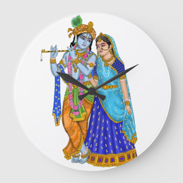 Radha Krishna Clock Stor Klocka (Framsida)