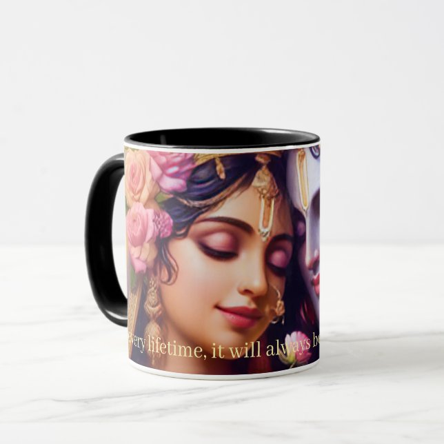 Radha Krishna Gudomlig Evig Kärlek Andlig Kaffe Mugg (Framsida vänster)