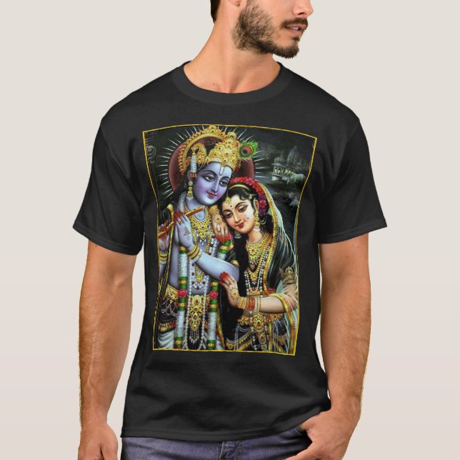 Radha-Krishna: Gudomlig midnatt kärlekॐ T Shirt (Framsida)