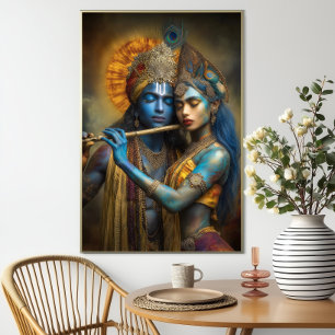Radha Krishna Love Devine: Modern hinduisk konst Vykort