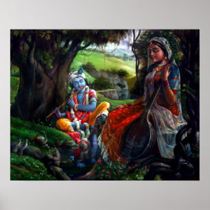 Radha Krishna målning (indisk Mythology) Poster