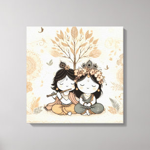 Radha Krishna Mandala Väggkonst Evig Kärlek Canvastryck